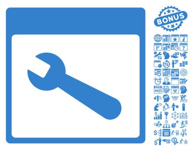 İngiliz anahtarı aracı takvim sayfa düz vektör simgesi Bonus ile