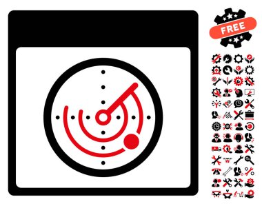 Bonus ile radar takvim sayfası vektör simgesi