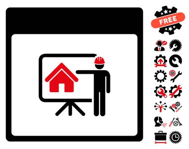 Bonus ile gayrimenkul geliştirici takvim sayfa vektör simgesi