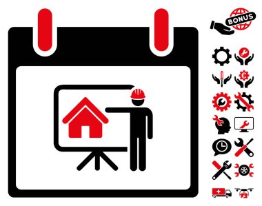 Bonus ile gayrimenkul geliştirici takvim gün vektör simgesi