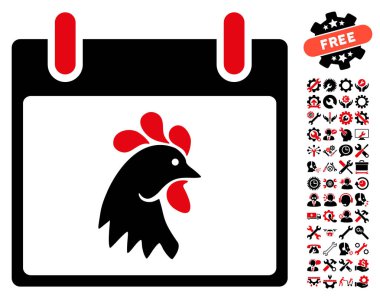 Horoz kafası Bonus ile gün vektör simge takvim