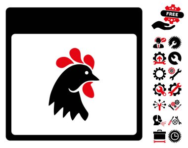 Horoz kafası ile Bonus sayfa vektör simge takvim