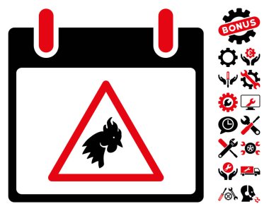 Takvim gün vektör simge Bonus ile uyarı horoz