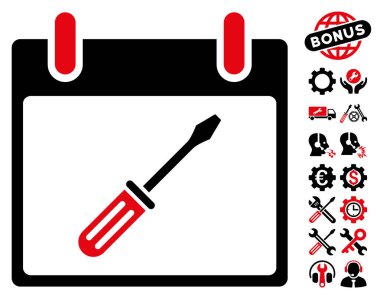 Tornavida takvim gün vektör simge Bonus ile ayarlama