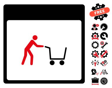 Bonus ile alışveriş sepeti takvim sayfası vektör simgesi