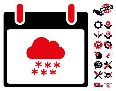 Bonus ile kar bulut takvim gün vektör simgesi