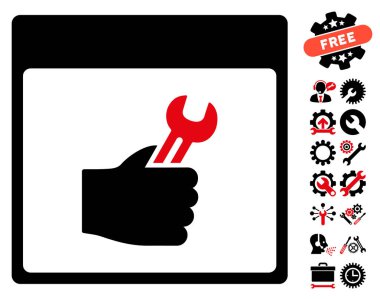 Anahtar hizmet el takvim sayfası vektör simgesini Bonus ile