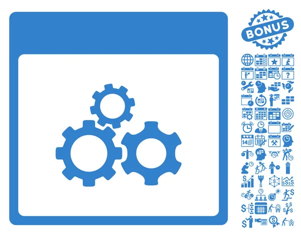 Mechanics Gears Calendar Page Flat Vector Icon With Bonus — Stock Vector