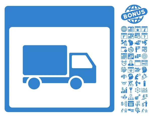 Shipment Truck Calendar Page Flat Vector Icon With Bonus — Stock Vector