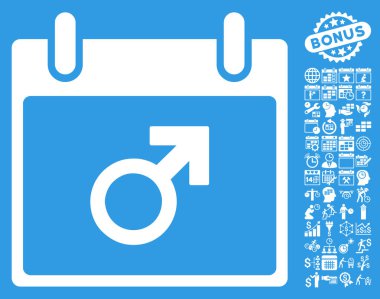 Mars erkek sembol takvim gün düz glif simgesini Bonus ile