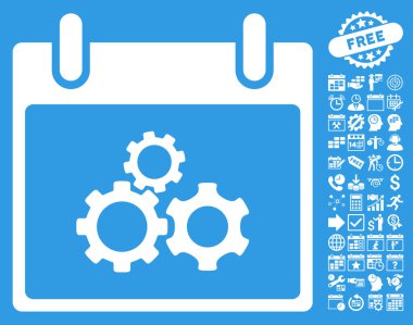 Mekanik vites takvim gün düz glif simgesini Bonus ile