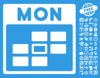 Pazartesi takvim kılavuz düz glif simgesini Bonus ile