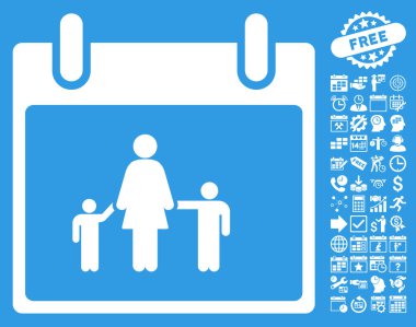 Bonus ile anne takvim günü düz glif simgesi