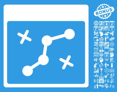 Yol puan Bonus ile sayfa düz glif simge takvim