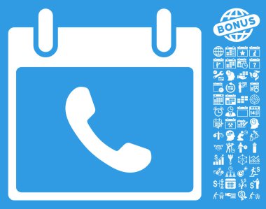 Bonus ile telefon takvim gün düz glif simgesi