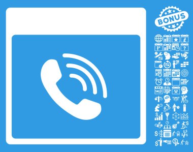 Bonus ile telefon görüşmesi takvim sayfa düz glif simgesi