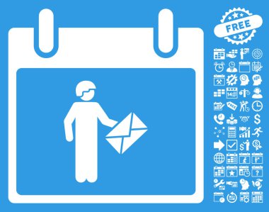 Postacı takvim gün düz glif simgesini Bonus ile