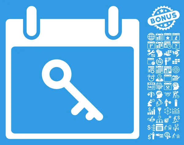 Schlüssel Kalendertag flaches Glyphen-Symbol mit Bonus — Stockfoto