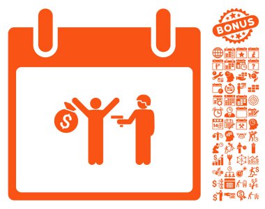 Bonus ile tutuklama takvim gün düz vektör simgesi