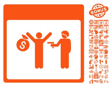 Bonus ile tutuklama takvim sayfa düz vektör simgesi