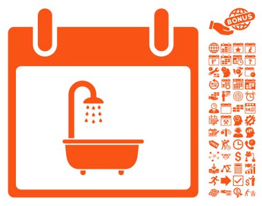 Bonus ile banyo takvim gün düz vektör simgesi