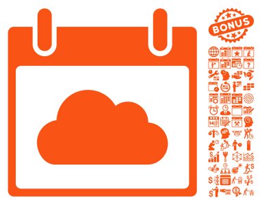 Bonus ile bulut takvim gün düz vektör simgesi