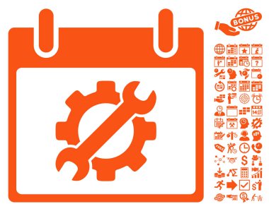 Yapılandırma araçları takvim gün düz vektör simge Bonus ile