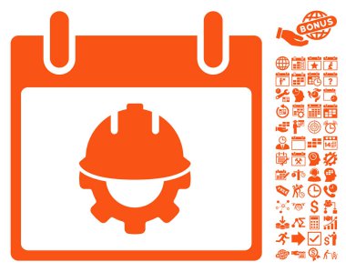 Bonus ile Geliştirme takvim gün düz vektör simgesi