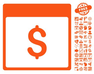 Bonus ile Doları Döviz Alım takvimi sayfa düz vektör simgesi