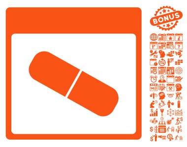 Takvim sayfası düz vektör simge Bonus ile ilaç kapsül