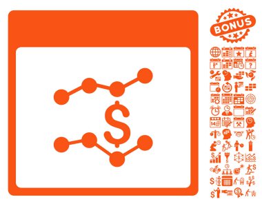 Mali çizelgeleri ile Bonus sayfa düz vektör simge takvim