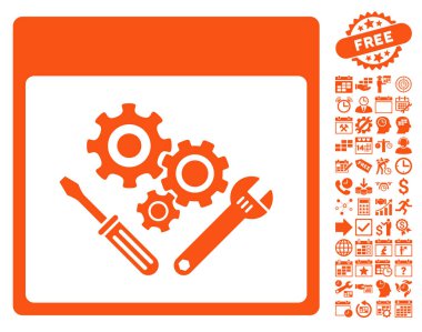 Vites araçlar ile Bonus sayfa düz vektör simge takvim