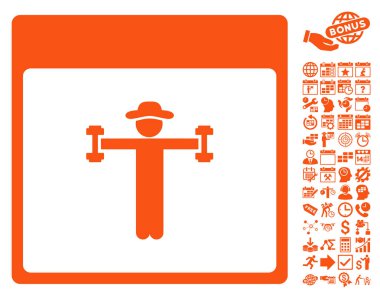 Beyefendi Fitness takvim sayfa düz vektör simge Bonus ile