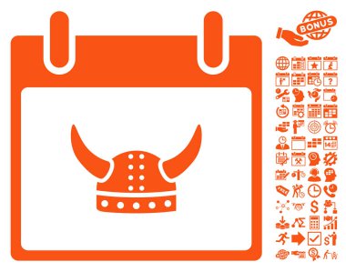 Boynuzlu miğfer takvim gün düz vektör simge Bonus ile