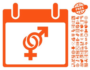 Bonus ile evlilik takvim gün düz vektör simgesi