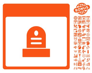 Anıt mezar taşı takvim sayfa düz vektör simge Bonus ile