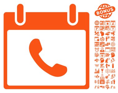 Bonus ile telefon takvim gün düz vektör simgesi