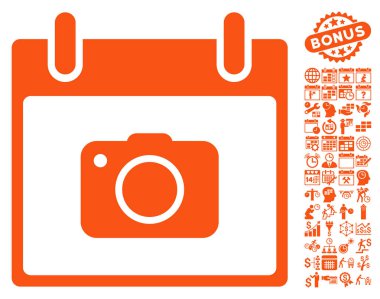 Fotoğraf kamera takvim gün düz vektör simgesi Bonus ile