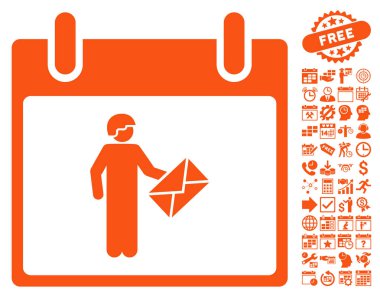 Postacı takvim gün düz vektör simge Bonus ile