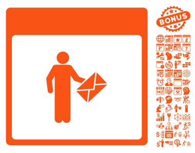 Postacı takvim sayfa düz vektör simge Bonus ile