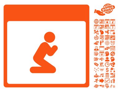 Kişi takvim sayfa düz vektör simge Bonus ile dua