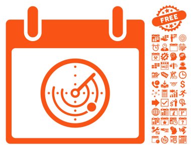 Bonus ile radar takvim gün düz vektör simgesi