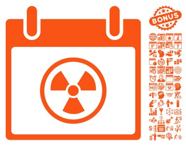 Bonus ile radyoaktif takvim gün düz vektör simgesi