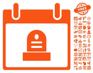 Bonus ile rip anıt takvim gün düz vektör simgesi