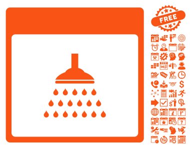 Bonus ile duş takvim sayfa düz vektör simgesi