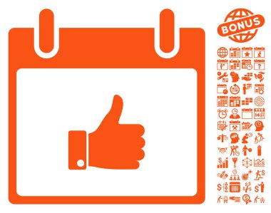 El takvim gün düz vektör simgesi Bonus ile yukarı başparmak