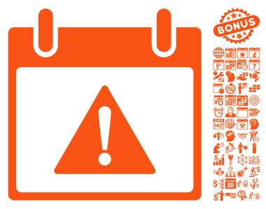 Uyarı takvim gün düz vektör simgesi Bonus ile