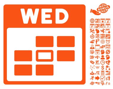 Bonus ile Çarşamba takvim kılavuz düz vektör simgesi