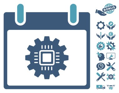 Bonus ile çip dişli takvim gün vektör simgesi