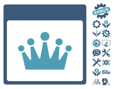 Bonus ile taç takvim sayfası vektör simgesi